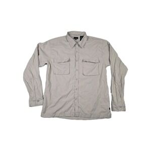 Pure & Simple Mens Large Tan Long Sleeve Button Up Utility Hiking Shirt L/G